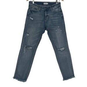 Cello Distressed Ripped Denim Jeans Blue Size 5 Cropped Frayed Hem